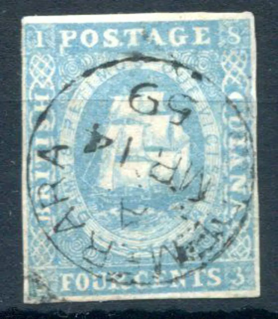 British Guiana 1853/55 4¢ pale blue with 4 clear ... Image 1++
