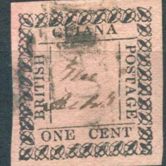 British Guiana 1862 1¢ black on rose. Used & ...