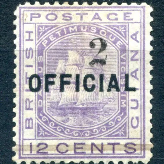 British Guiana 1881 2¢ on 12¢ pale violet Official ...