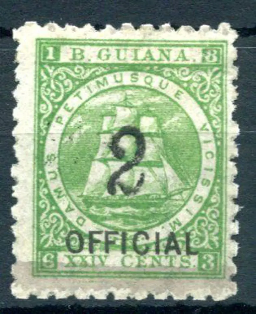 British Guiana 1881 2¢ on 24¢ emerald-green ... Image 1++