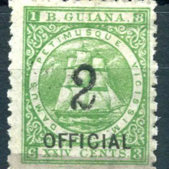 British Guiana 1881 2¢ on 24¢ emerald-green ...
