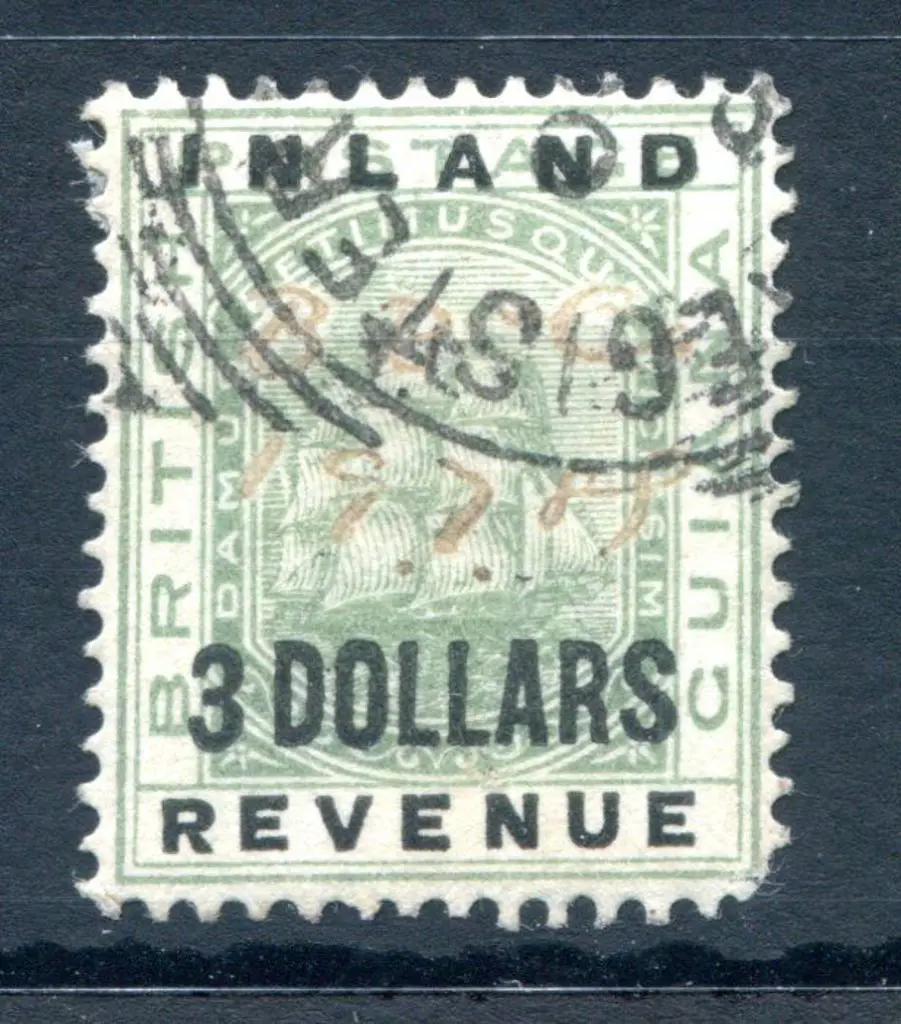 British Guiana 1888/89 "Inland Revenue 3 Dollars" ... Image 1++
