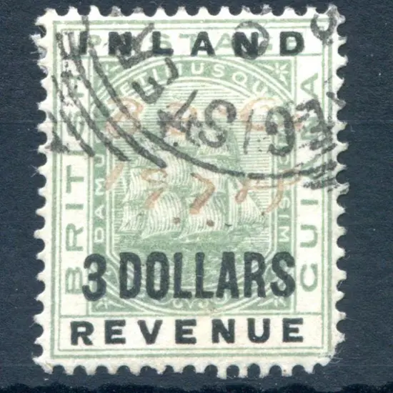British Guiana 1888/89 "Inland Revenue 3 Dollars" ...