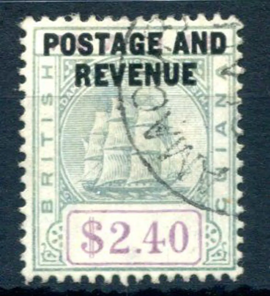 British Guiana 1905 $2.40 green & violet ovptd ... Image 1++