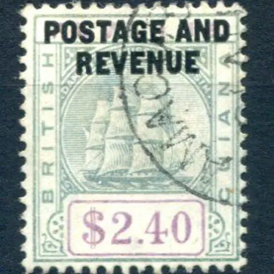 British Guiana 1905 $2.40 green & violet ovptd ...