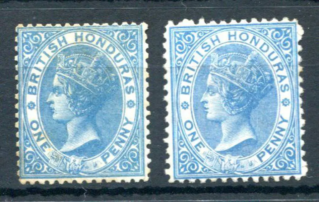 British Honduras 1865 1d blue, no wmk & 1872/79 1d ... Image 1++