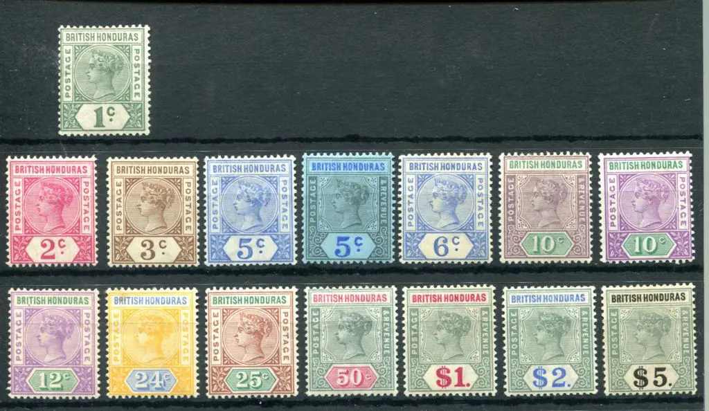 British Honduras 1891/1901 1c to $5 QV complete. ... Image 1++