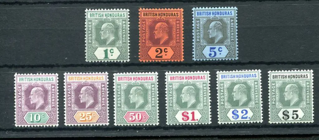 British Honduras 1904/07 KEVII complete set of 9 ... Image 1++