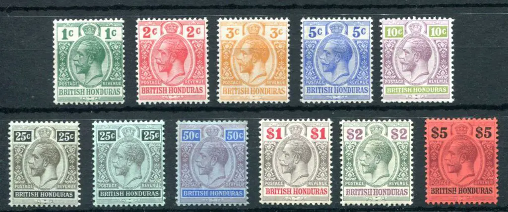 British Honduras 1913/21 KGV complete set of 10 to ... Image 1++