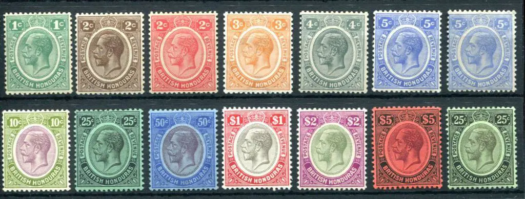 British Honduras 1922/33 KGV script wmk to $2 plus ... Image 1++