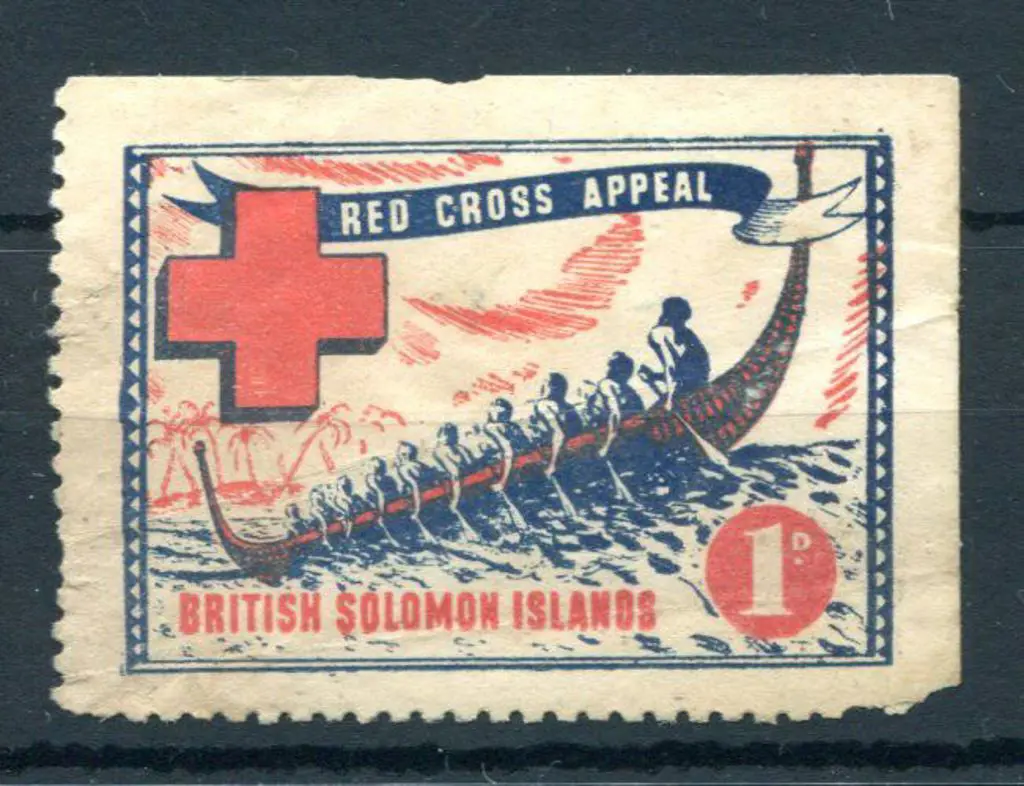 British Solomon Islands 1940 1d WWII Red Cross ... Image 1++