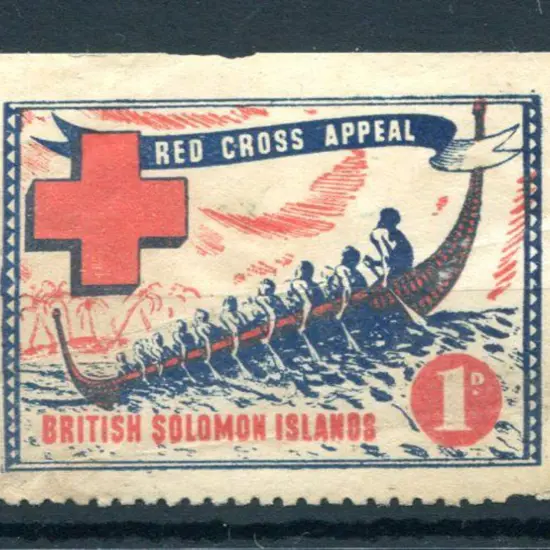 British Solomon Islands 1940 1d WWII Red Cross ...