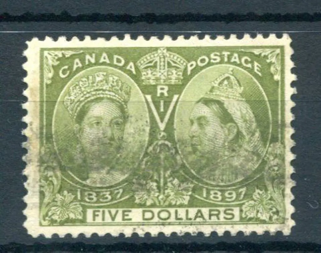 Canada 1897 $5 olive-green Jubilee sound used with ... Image 1++