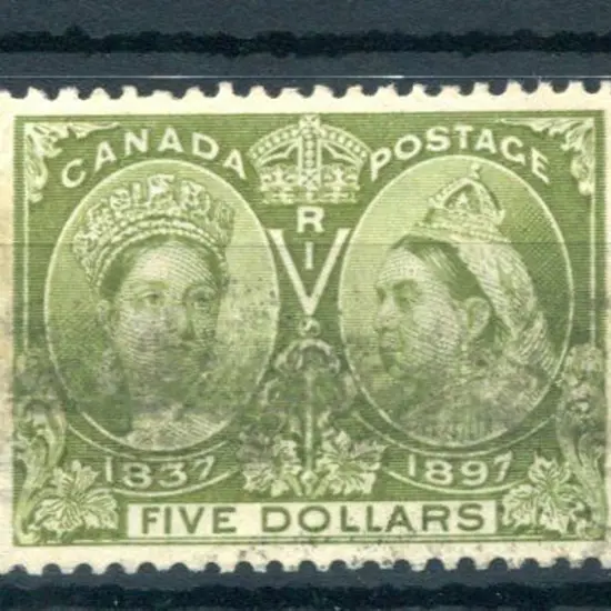 Canada 1897 $5 olive-green Jubilee sound used with ...