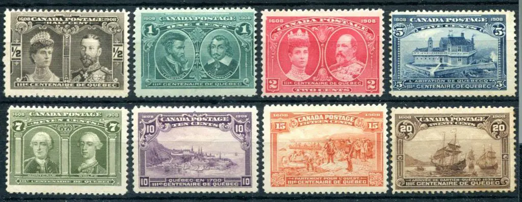 Canada 1908 Quebec Tercentenary set of 8. MH with ... Image 1++