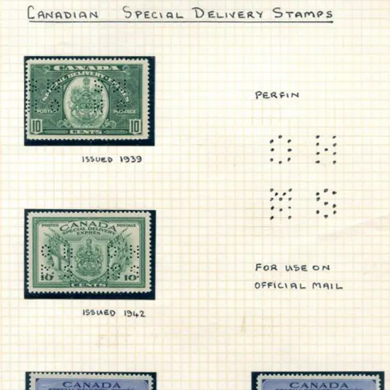 Canada 1939/43 Special Delivery issues on album ...