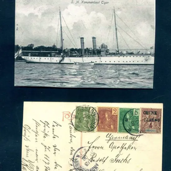 Canton China 1908 (10th Feb) "S.M. Kanonenboot ...