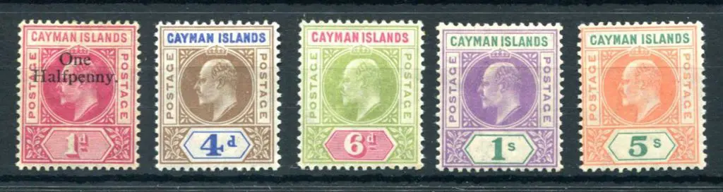 Cayman Islands 1907 KEVII set of 4 plus ½d ... Image 1++