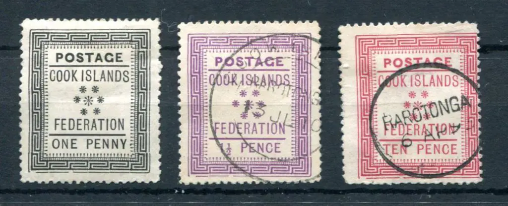 Cook Islands 1892 1d black with paper hinge ... Image 1++