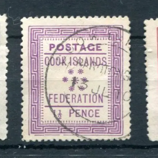 Cook Islands 1892 1d black with paper hinge ...