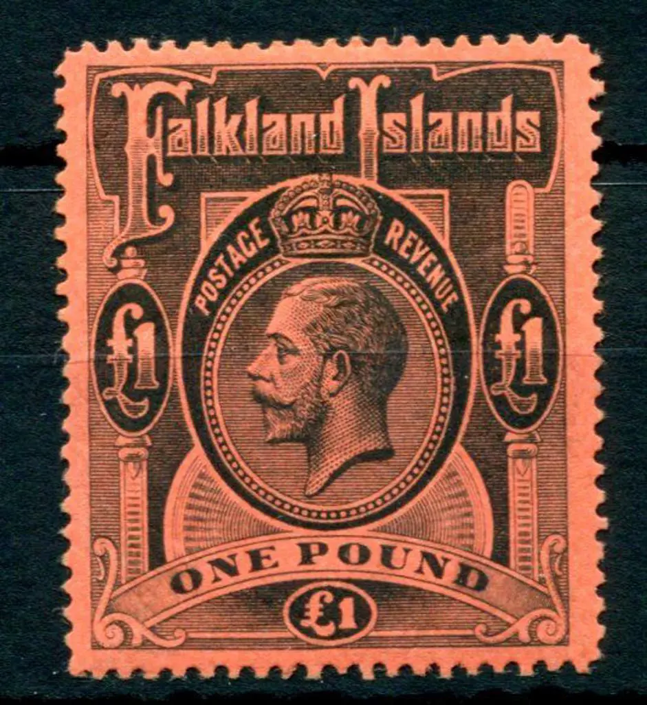 Falkland Islands 1912/20 £1 black on red KGV. MLH ... Image 1++