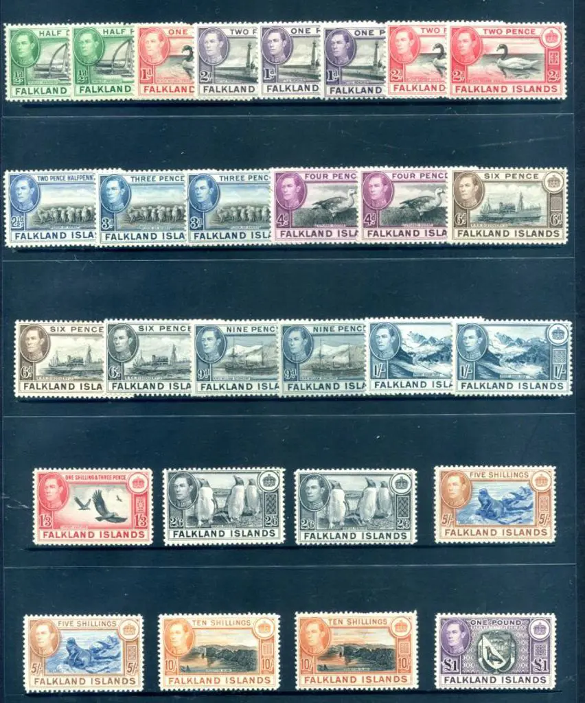 Falkland Islands 1938/50 ½d to £1 KGVI Pictorials ... Image 1++