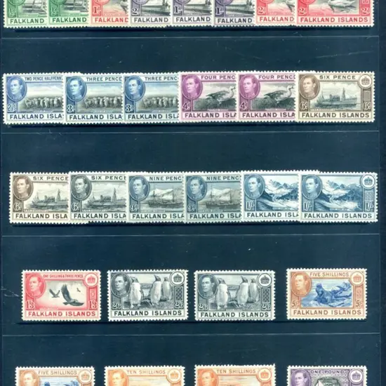 Falkland Islands 1938/50 ½d to £1 KGVI Pictorials ...