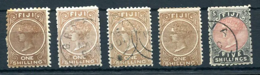 Fiji 1878/99 "Four Pence" 14mm surcharge on 2d ... Image 1++