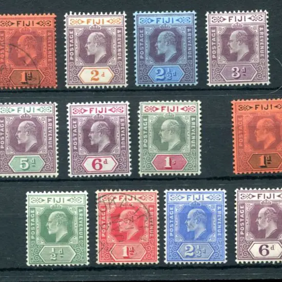 Fiji 1903 KEVII set to 1/- MLH (1d used), 1904/09 ...