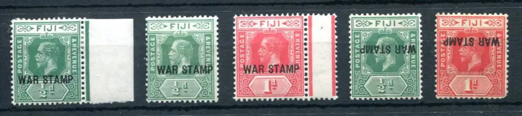 Fiji 1915/19 "WAR STAMP" ovpts on ½d in 2 shades ... Image 1++
