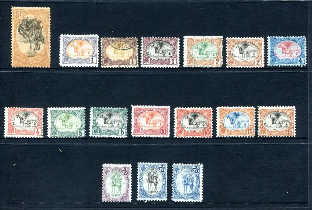 French Somali Coast1902 & 1909 short sets to 25¢ ... Image 1++