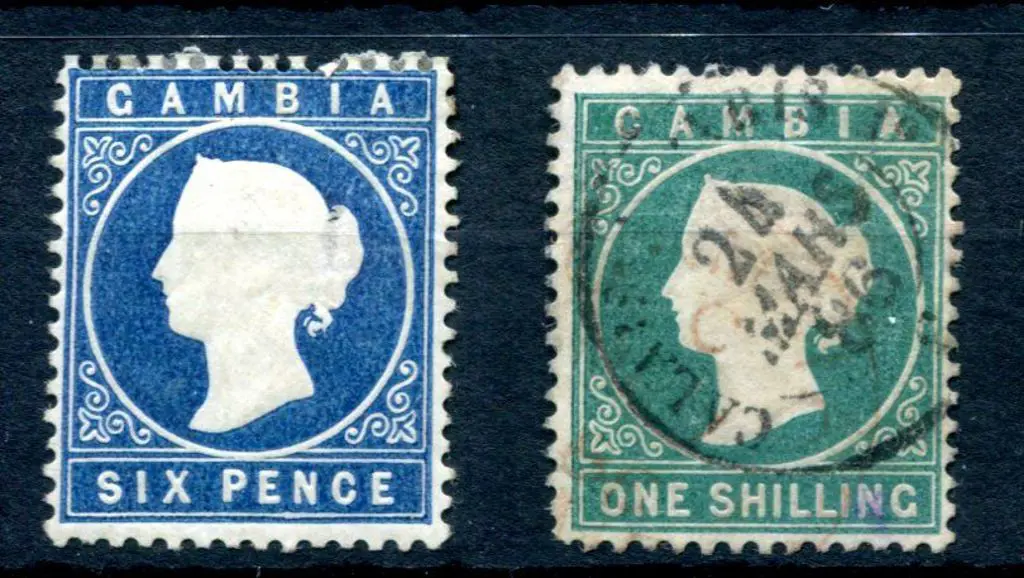 Gambia 1880/81 6d deep blue with wmk CC upright MH ... Image 1++