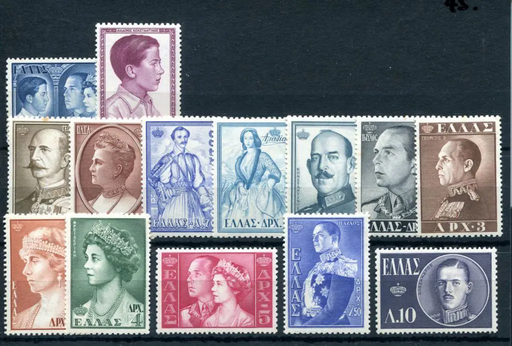 Greece 1956 Royal Family 10l to 10d set of 14. ... Image 1++