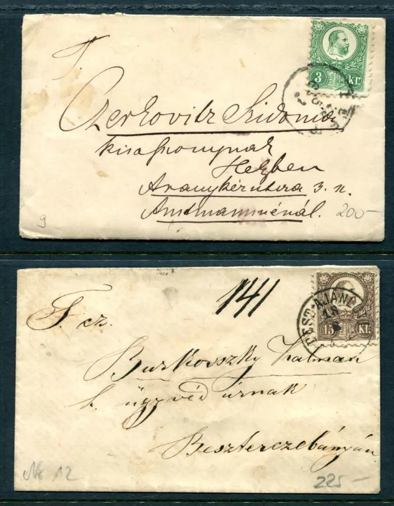 Hungary 1871 3k green & 15k brown Engraved on ... Image 1++