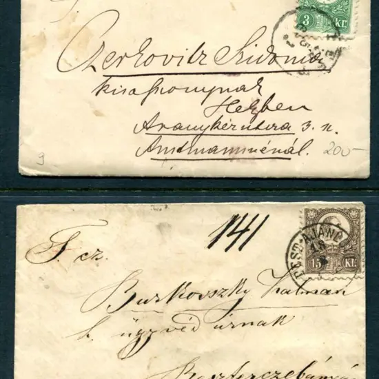 Hungary 1871 3k green & 15k brown Engraved on ...