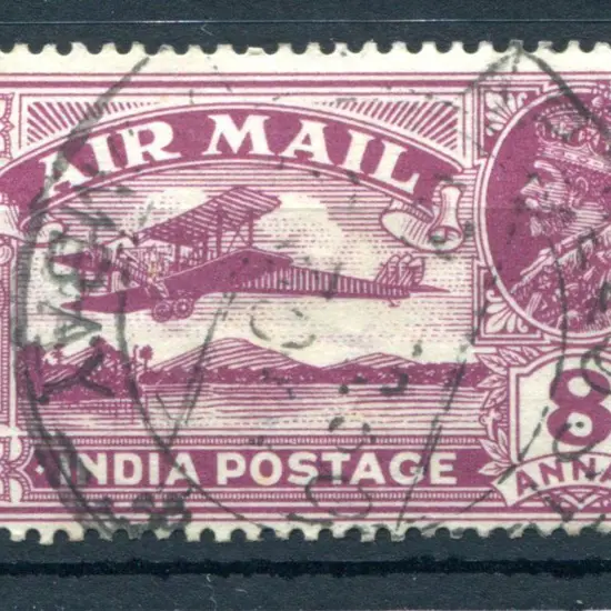 India 1929 8a Airmail with "missing tree top" ...