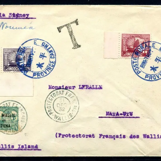 Indo China 1932 (7th Oct) Cover franked by 1c & 4c ...