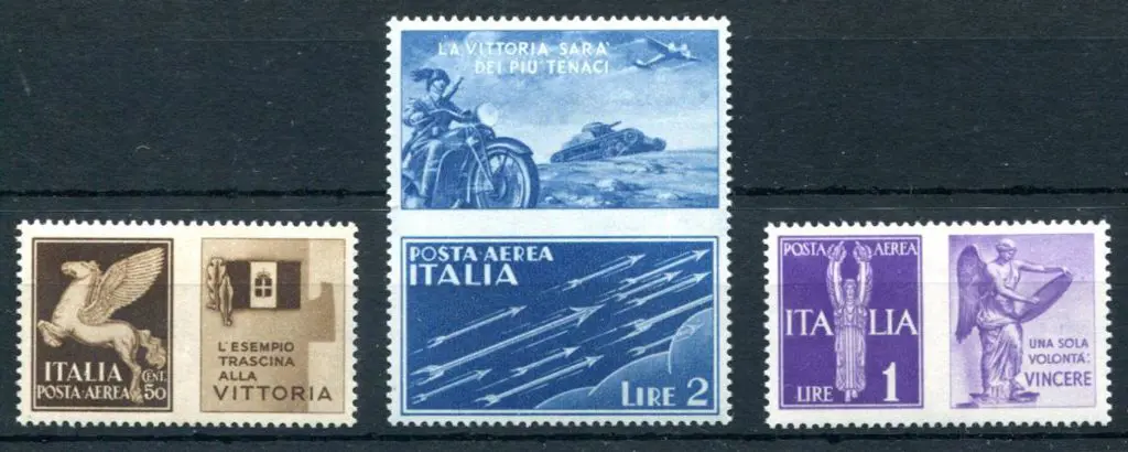 Italy 1942 War Propaganda with tabs added to 50¢, ... Image 1++