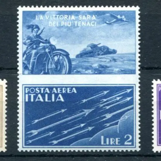 Italy 1942 War Propaganda with tabs added to 50¢, ...