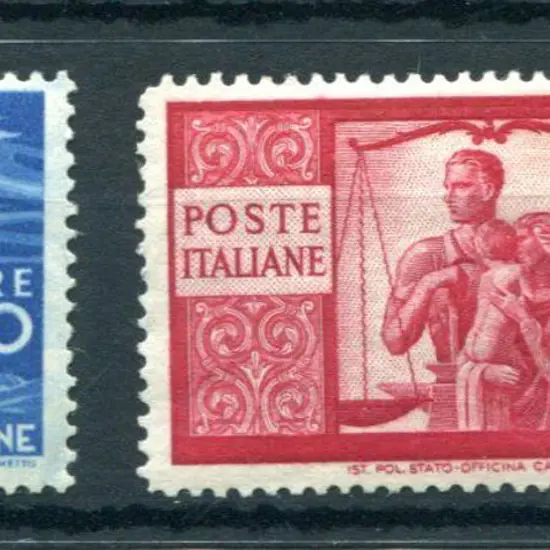 Italy 1945 30l blue Torch & 100l red Justice, both ...