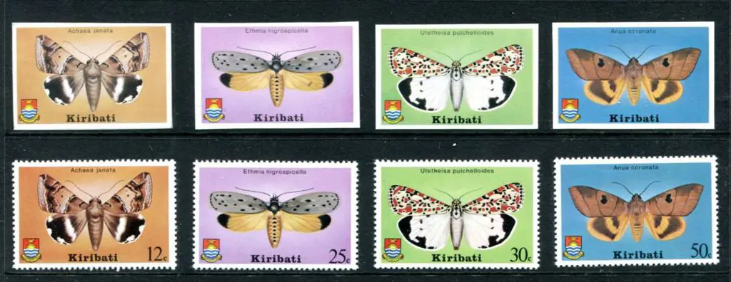 Kiribati 1980 Moths set of 4 trial proof on ... Image 1++