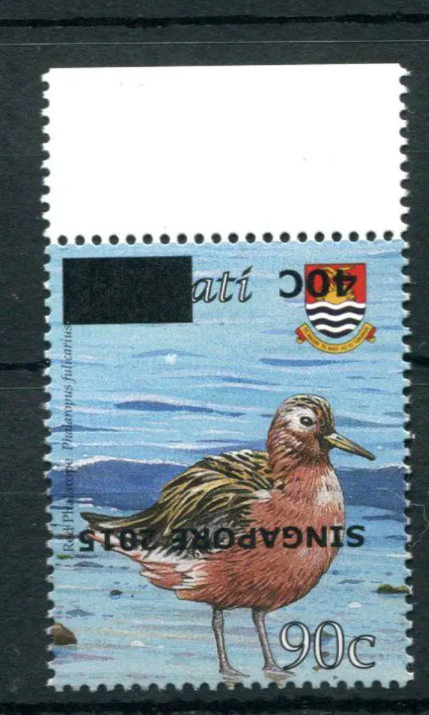 Kiribati 2015 40c on 90c Phalarope bird with ... Image 1++