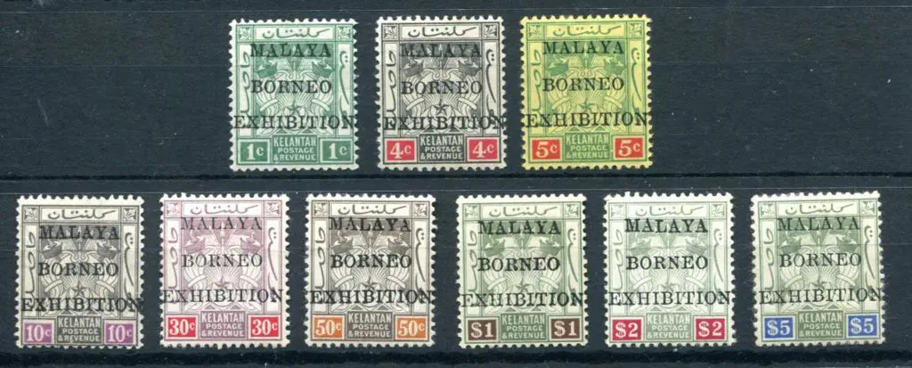 Malaya - Kelantan 1922 1c to $5 with "MALAYA ... Image 1++