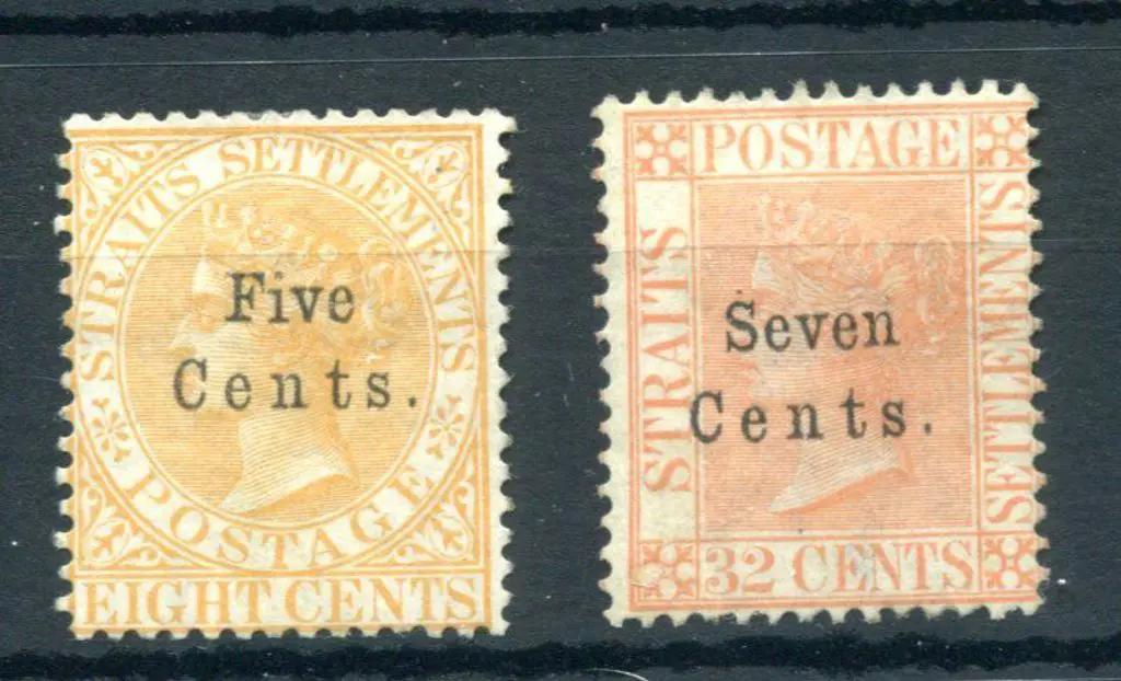 Malaya - Straits Settlements 1879 "Five Cents." on ... Image 1++