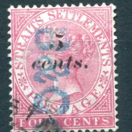 Malaya - Straits Settlements 1882 "5 cents." on 4¢ ...