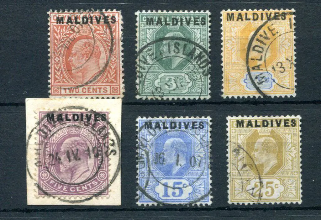Maldive Islands1906 2c to 25c KEVII "MALDIVES" ... Image 1++