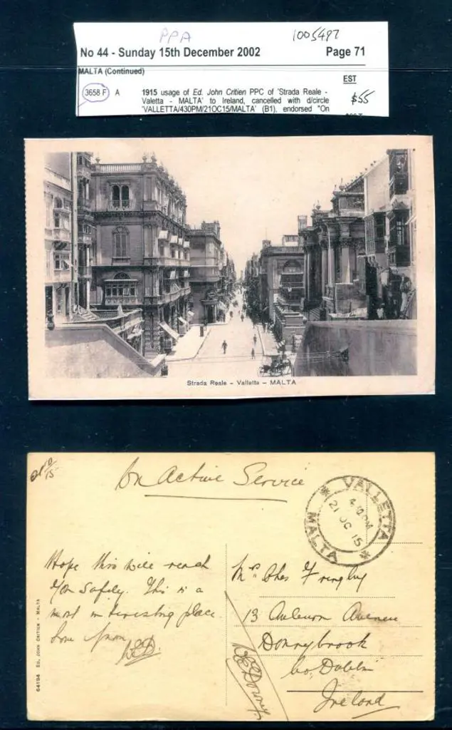 Malta 1915 (21st Oct) "Strada Reale - Valletta - ... Image 1++
