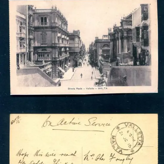 Malta 1915 (21st Oct) "Strada Reale - Valletta - ...