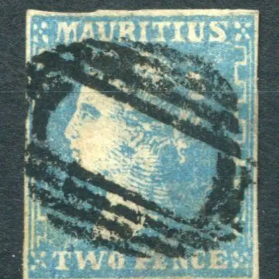 Mauritius 1859 2d blue Dardenne, with 4 clear even ...