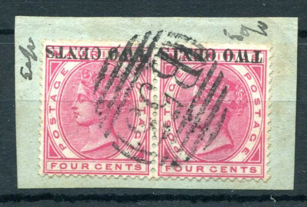 Mauritius 1891 "TWO CENTS" on 4¢ surcharge ... Image 1++